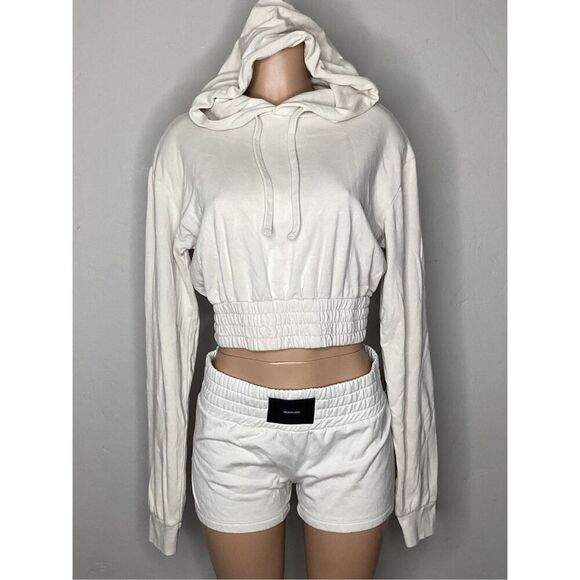 New. Monrow ivory oversized crop hoodie. XS Retails $100 - Picture 4 of 10